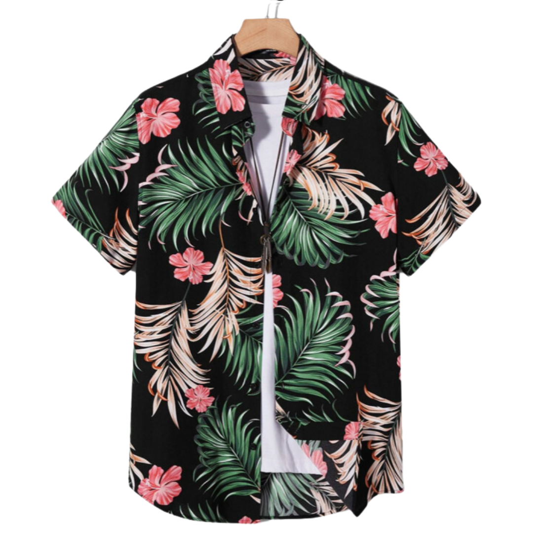 CAMISA CON ESTAMPADO TROPICAL