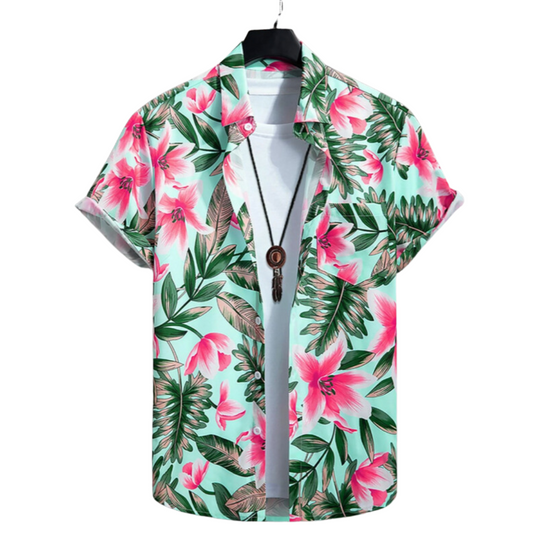 CAMISA CON ESTAMPADO TROPICAL