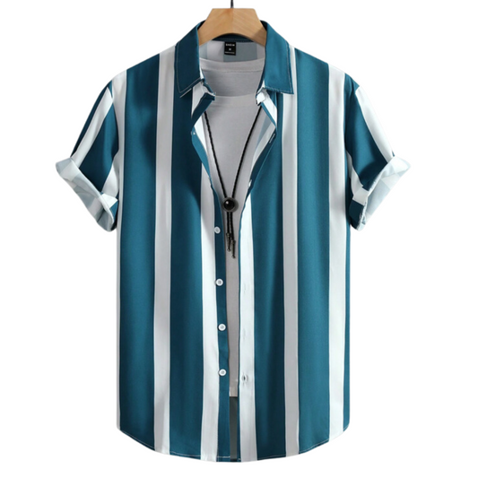 CAMISA DE RAYAS COLOR TURQUEZA