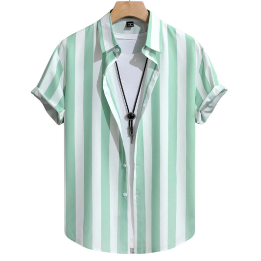 CAMISA DE RAYAS COLOR VERDE PASTEL